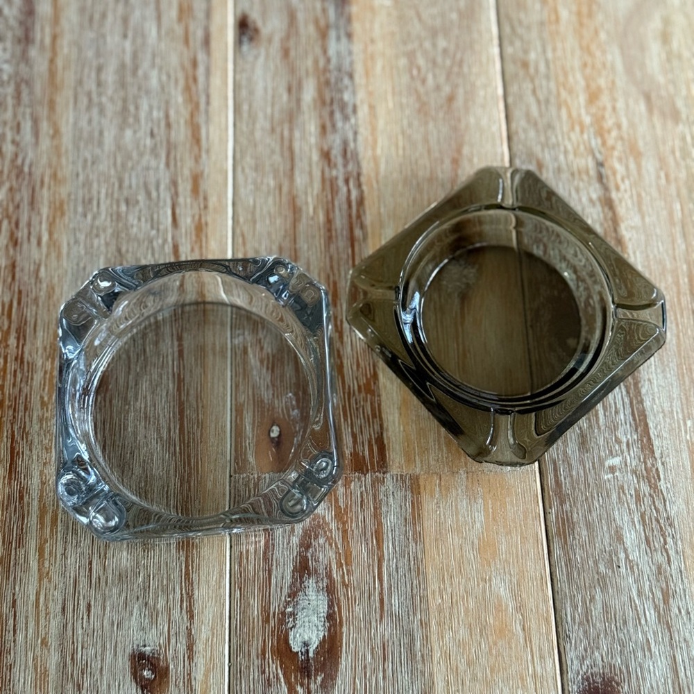 Vintage Glass Ashtrays Set of Two